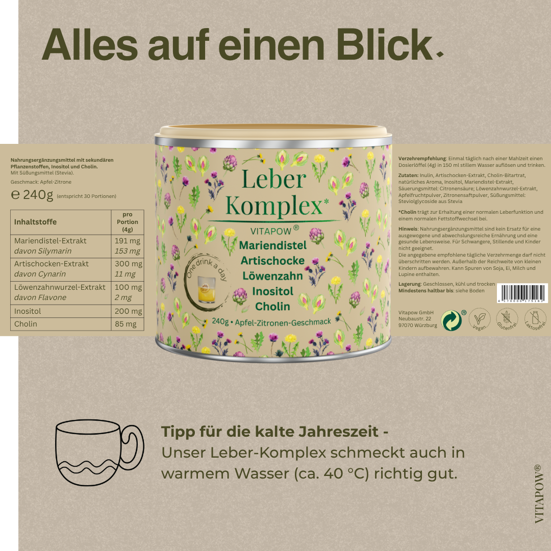 Leber-Komplex: Mariendistel, Artischocke, Löwenzahn, Cholin, Inositol