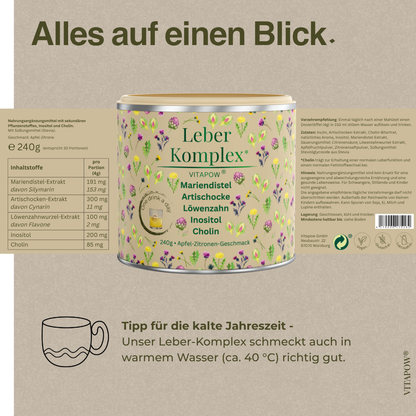 Leber-Komplex: Mariendistel, Artischocke, Löwenzahn, Cholin, Inositol